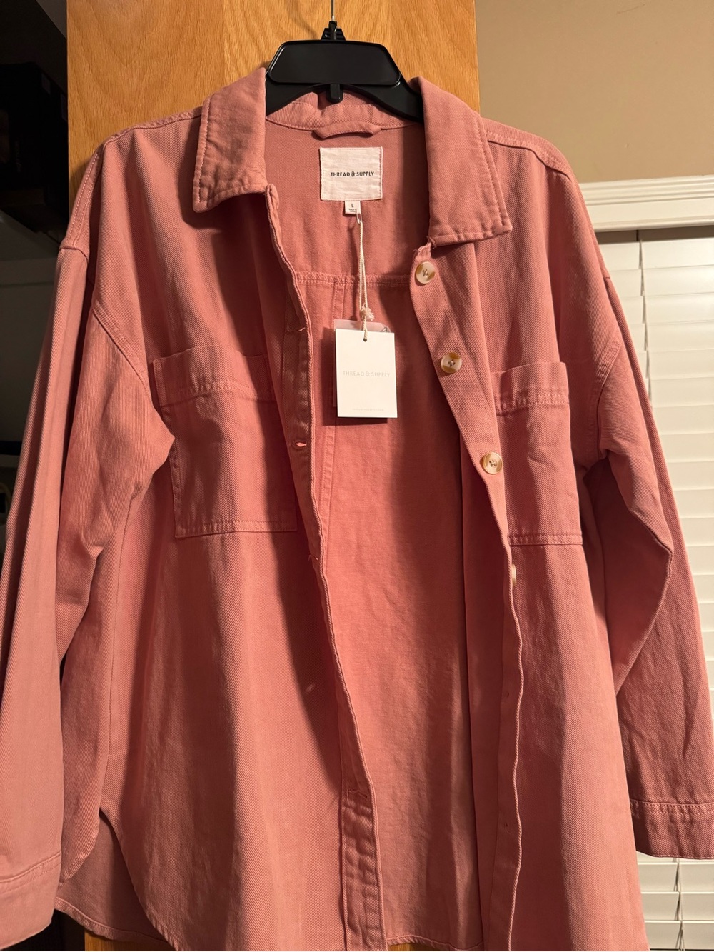 Thread & Supply Pink Oversized Button-Front Jacket
